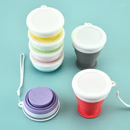 Cups Saucers Folding 200ml BPA FREE Food Grade Water Cup Travel Silicone Retractable Coloured Portable Outdoor Coffee Handcup