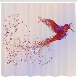 Shower Curtains Creative Design Image Of Animal Curtain Flourishing Hummingbird Feather Terry Cloth Waterproof Fabric Bathroom Decoration