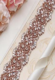MissRDress Wedding Dress Belt Rose Gold Crystal Rhinestones Jewelled Bridal Belt For Wedding Prom Gown Belt YS8116786210