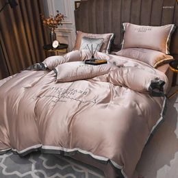 Bedding Sets Luxury Set 4pcs Embroidery Duvet Cover Of Fitted Sheet Silky Bed High-End And Pillowcases Home Textile