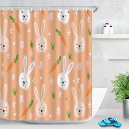 Shower Curtains Cartoon Bathroom Cute Bear Carrot Curtain Polyester Waterproof Decorative With Hooks