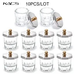 Bottles 10pcs Acrylic Crystal Clear Nail Cup Acrylic Powder Liquid Glass Dappen Lid Dish Bowl Jars Holder Container Nail Art Tool