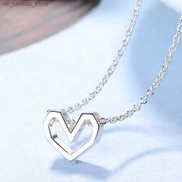 Pendant Necklaces 925 Sterling Silver Hollow Heart Necklaces For Women 18Inch Chain Luxury Quality Jewellery Offers With Free Shipping GaaBou24040GBZF