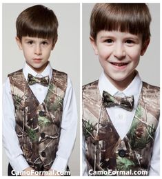 Cheap Real Tree Camo Boy039s Formal Wear Vests With Ties Camouflage Groom Boy Vest Cheap Satin Custom Formal Wedding Vests Camo9223995