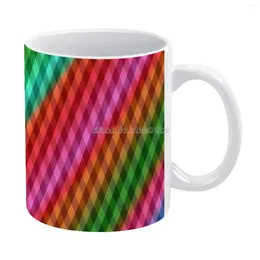 Mugs Art Coffee Porcelain Mug Cafe Tea Milk Cups Drinkware For Fathers Day Gifts Square Lines Modern Pattern Squares Decora