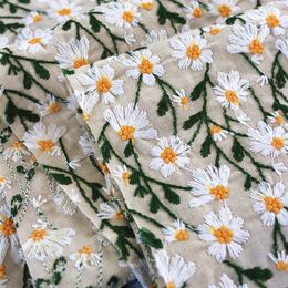 Ins-inspired Art Daisy Embroidery Three-dimensional Embroidery Cotton And Linen Fabric DIY Bags Clothing Fabric 240327