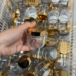Bottles 20/50/100pcs 10g/1oz/2oz Pots Cosmetic Travel Bottle Gold Lids Clear Transparent Mini Empty Box Nail Acrylic Powder/Glitters Jar