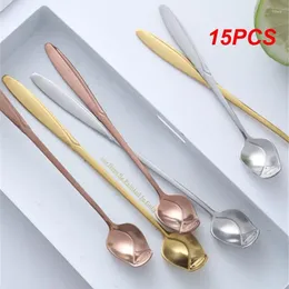 Coffee Scoops 15PCS Stirring Spoons Not Fade Long Handle Small Spoon Exquisite Rose Pattern Creative Modeling Kitchen Gadgets