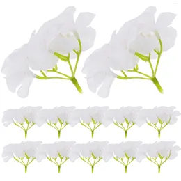 Decorative Flowers 12 Pcs Fake Flower Artificial Hydrangea Head Party Heads Wedding Silk Hydrangeas White Decorations