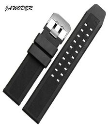 JAWODER Watchband Soft Silicone Rubber Men Black 23mm Sport Diving Watch band Strap Silver Black Metal Buckle For Luminox Accessor1172133