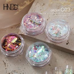 Glitter HNDO 2022 New 4 Pcs Opal Powder Set Glitter for Nail Art Iridescent Flakes Professional Manicure Design Colourful Pigment Dust