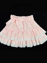 Summer Japanese Kawaii Lolita Pleated Skirts Sweet Lace Patch Ruffle Cake Skirt Cute Bow Faldas Mujer Moda 2024 240328