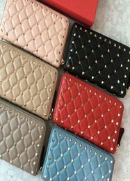 2020 zipper wallets name card cardholders women high fashion genuine leather material diamond lattice metallic full start rivet cl9194738