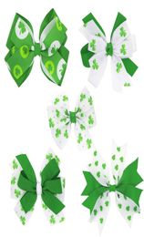 Baby Girls Barrettes hairpins St Patrick Day Hair Clips Kids Bowknot Barrette Floral Bow Hair pins With Metal Teeth Clip Boutique3640437