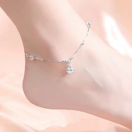 Ruifan Genuine 925 Sterling Silver Bell Pendant Summer Anklets for Women Ladies Anklet Chain Fine Jewellery Accessories YBR272 240408