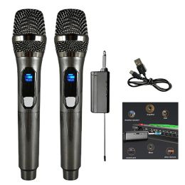 Microphones UHF Wireless Microphone Handheld Mic For Karaoke Party Home Meeting Church Wedding With Rechargeable Lithium Battery Receiver