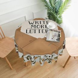 Table Cloth Write More Letters Tablecloth 60in Round 152cm Wrinkle Resistant Decorative Border Indoor/Outdoor