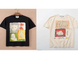 2022 Designer Herren gedruckt T -Shirt Pullover Rundes Hals -Baumwoll -Zoo Kaninchen Elefant Kurzarm Herren und Damen Mode Strawberry 8116919