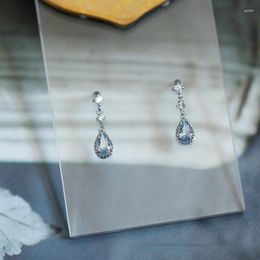 Stud Earrings 2024 Trend Silver Plated Water Drop CZ Zircon Dangle Cocktail Party Women Bridal Jewellery Gifts