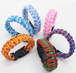 Fashion mix Colors Cord Rope Paracord Buckle Bracelets Military Bangles Sport Outdoor Survival Gadgets for Travel Camping Hiking8323268