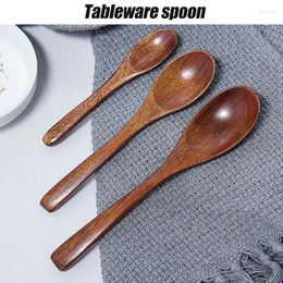 Spoons Natural Wooden Spoon Teaspoon Long Handle Household Rice Japanese Dessert Tableware Kitchen Cooking Utensil Tool