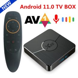 Box X98 plus Smart TV Box Android 11 Amlogic S905W2 AV1 2.4G i 5.8G Wifi 4K BT 4GB 32GB 64GB Youtube zestaw odtwarzacza multimedialneg