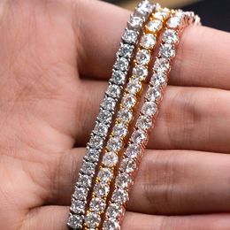 Luxury Hip Hop Jewellery 10K 14K 18K Solid Gold 3mm 4mm Iced Tennis Bracelet