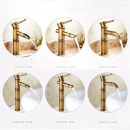 Bathroom Sink Faucets Antique Bamboo Faucet Washbasin Brass Tall/Low Design Waterfall Basin Cold Water Taps