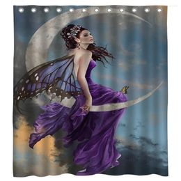 Shower Curtains Fantasy Art Beautiful Amethyst Fairy Sitting On A Crescent Moon The Absinthe Curtain By Ho Me Lili Bathroom Decor