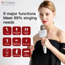 Microphones TOSING V2 Stylish HiFi Wireless Karaoke Machine Bluetooth Microphone 10W Loudspeaker UHF to Car External Audio Family KTV