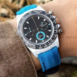 Saatler karbon fiber kasa cal 4130 hareket çapı ile aydınlık kaplama 40mm naylon kayış su geçirmez gündelik İsviçre izle menwatch relojes watchmen relogios