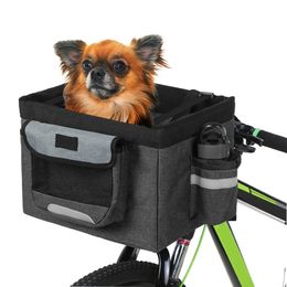 Foldable Bicycle Front Basket Removable Bike Pet Dog Cat Rabbit Camping and Picnic Tote Bag 240329