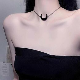 Choker 1 Dark Tie Girl Heart Sweet Cool Acrylic Black Moon Necklace Women's Collarbone Chain Accessory