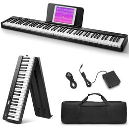 Eastar EP-10 Foldable Digital Piano with 88 Semi Weighted Keys, Bluetooth Connectivity, and Portable Design - Includes Piano Bag for Beginners