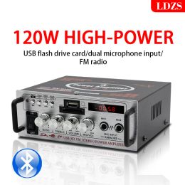 Amplifier LDZS HiFi Digital Amplifier AV808 Bluetooth MP3 Channel 2.0 Sound AMP Support 90V240V for Home Car MAX 200W*2