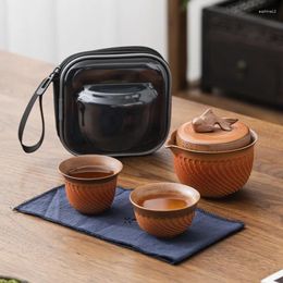 Teaware Sets Retro Rough Pottery Tea Set 1 Teapot 2 Teacups 1bag Portable Travel Ceramic And Teeware Teware Gaiwan