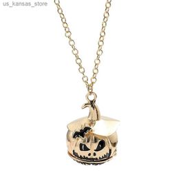 Pendant Necklaces Acrylic Halloween Happy Pumpkin Lamp Necklace Pendant Collare Fashion Festival Jewellery For Women Girls Teens Gift Party240408C3R5