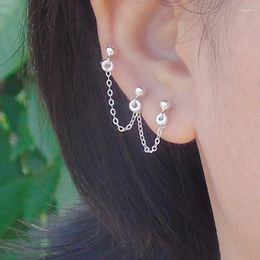 Dangle Earrings 925 Sterling Silver Earring Fashion 2/3/4 Pierced Ear Hole Circle Siamese Stud Cute Creative Design Female Jewelry