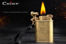 Vintage Copper Chief Kerosene Oil Lighter Windproof Portable Metal Grinding Wheel Trench Cigarette Lighter Outdoor Tool Fashioned 4172675