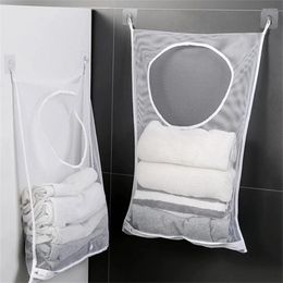 Laundry Bags Bathroom Clothes Storage Net Bag Wall Mount Change Of Socks Underwear Hanging Dirty Basket