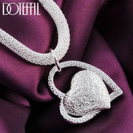 Pendant Necklaces DOTEFFIL Silver Colour 18 Inch Double Heart Pendant AAA Zircon Necklace For Women Fashion Wedding Charm Jewelry240408K3WX