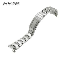 JAWODER Watchband 20mm Men Women Silver Pure Solid Stainless Steel PolishingBrushed Watch Band Strap Deployment Buckle Bracelets 3054438