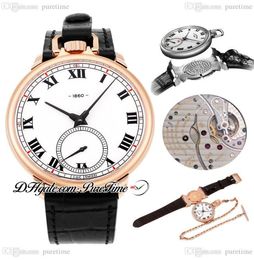 2022 Super Edition LUC EHG A6498 Mens Watch Mechanical Hand Winding Rose Gold White Dial Roman Brown Leather Pocket Watches Pure2150768