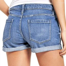 Women's Jeans Summer Fashion Four-color Ripped High-waist High-elastic Denim Shorts Female Sexy Tight Casual Street