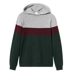 Mens Custom Contrast Grey Red Green Panel Design Fleece Pullover Hoodie with High Quality