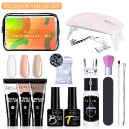 Kits LILYCUTE 10/15ml Extension Gel Nail Kit Nail Art Quick Extension Manicure Set Finger Extend Mould Nail Brush Nails Tool Kit