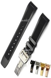 Black Diver Silicone Rubber Watch Bands ZLIMSN 22mm Strap Include deployment clasp FOR IWCWATCH Strap Buckle307K4363731