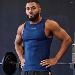 Men's Tank Tops 2024 Summer Knitted Ice Silk Ribbed Fitness Sports Leisure Slim Vest Muscle Men