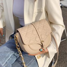 Bag Lattice Saddle 2024 Fashion High-quality PU Leather Women's Designer Handbag Chain Shoulder Messenger
