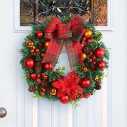 Decorative Flowers 16in Christmas Wreath For Front Door Window Wall Decoration Flower Bowknow